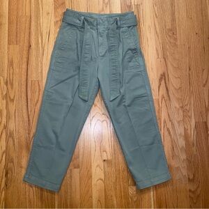 LOFT Sage Green Belted Paperbag Chinos cotton-blend 2P